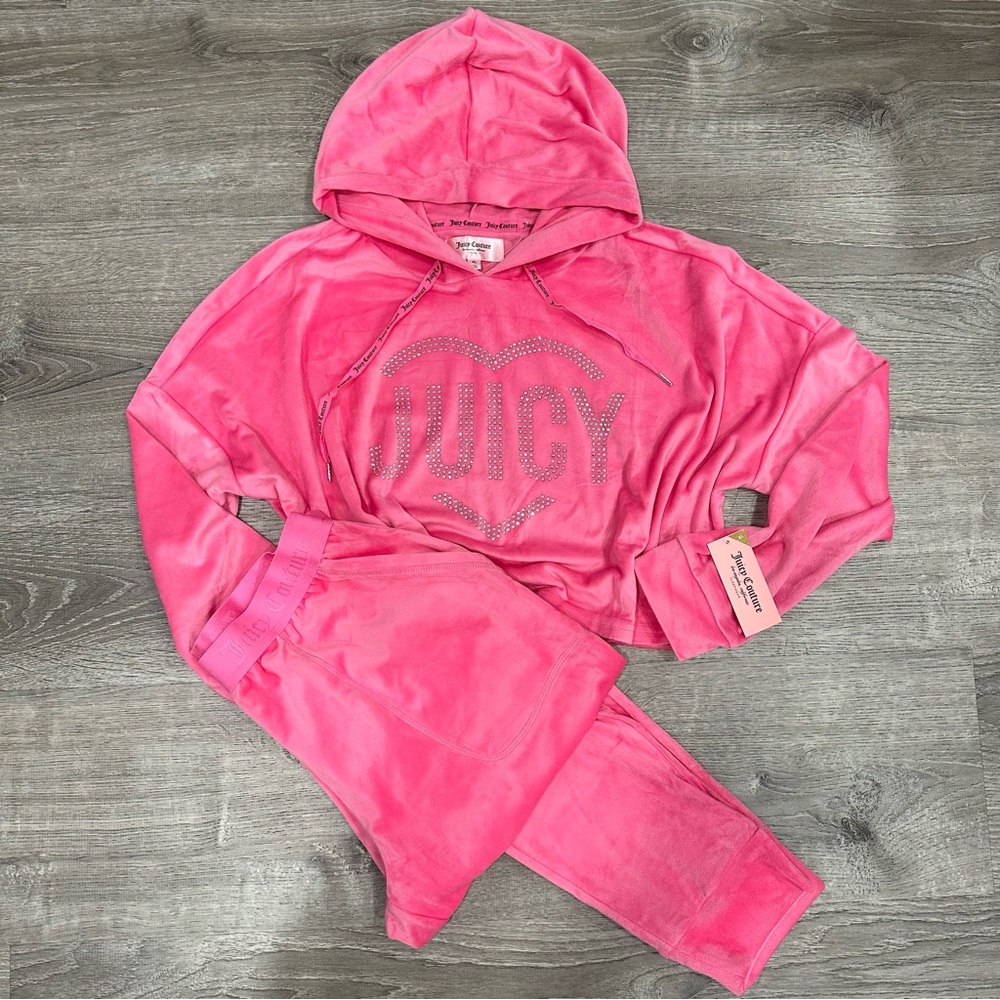NWT Juicy Couture Forever Pink Jogger Pajama Hoodie Set
